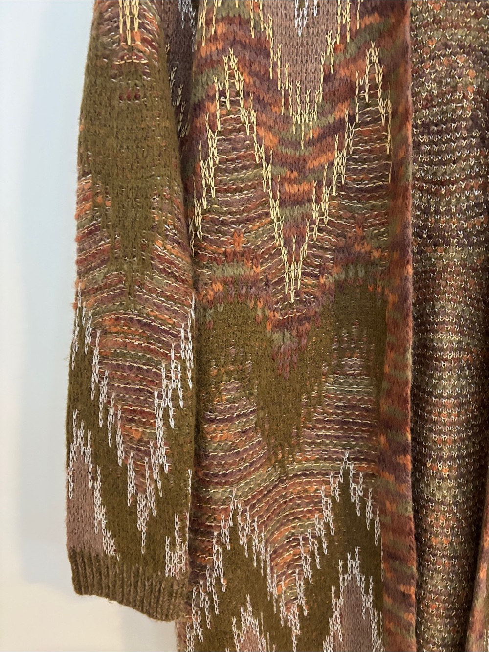 NWOT. Never worn. Lucky Brand Multicolor Olive Brown Open Cardigan - Picture 3 of 6